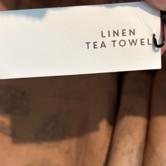 Bonnie Kaye Studio Brown Linen Tea Towel with Black Floral Design - Picture 3 of 3